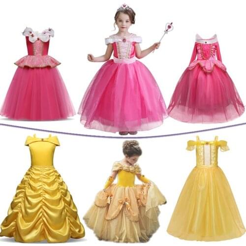 Girls Princess Role-play Party Dress Full Sleeve Christmas Clothing For Kid Clothing Princess Costume