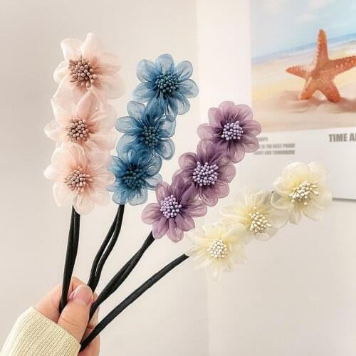 Korean 2021 New Trendy Lace Flower Hair Ties Scrunchies For Women Summer Fashion Hair Accessories Bands Wholesale