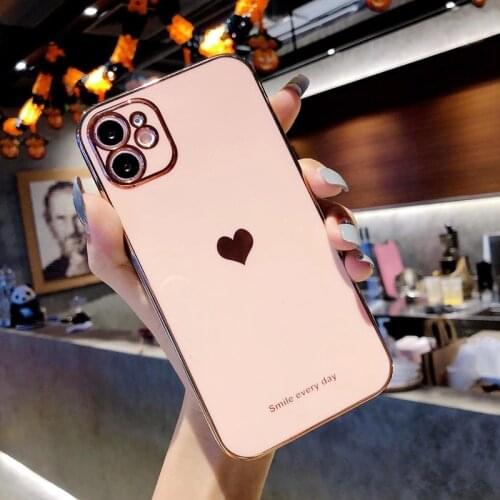 Luxury plating Bronzing Glossy Soft silicon phone case for apple iphone 12 Pro Max 7 8 Plus 11 X XS XR SE Couple love back cover