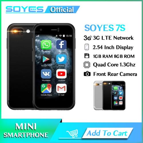 SOYES 7S Mini Android Smartphone With 2.54" HD Screen Quad Core 1GB RAM 8GB ROM 5.0MP Dual SIM Cute Mobile Phone Cheap Telefones