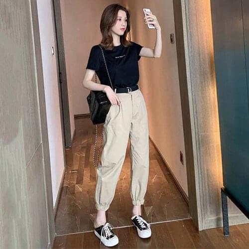 Reflective Pants Nine Pants Harem Casual Pants Hip Hop Elastic Waist Pants 3M Reflective Ladies Fashion Beam Foot Harem 2021