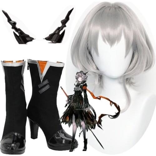 Talulah Arutorias cosplay horns shoes Boot Game Arknights Cosplay Wig Short Heat Resistant Synthetic Hair Hallowen Party Props