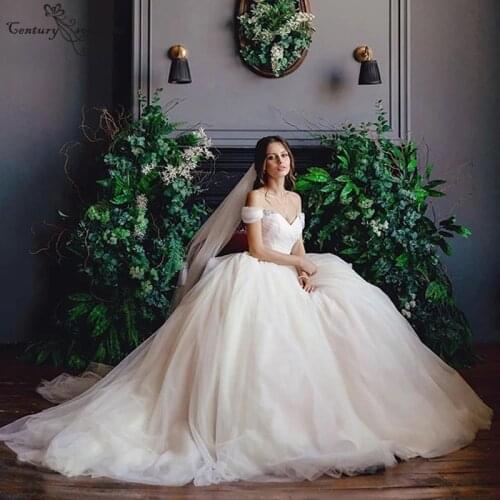 Vestido De Noiva Elegant Wedding Dresses for Bride Off Shoulder Simple Bride Gowns Crystal Wedding Gowns Robe De Mariee