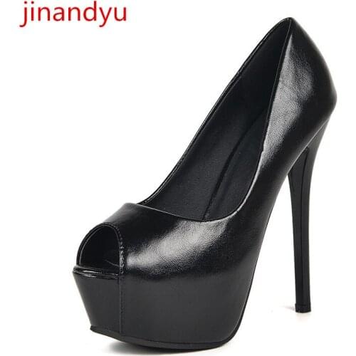Ladies Shoes Woman Pumps Platform High Heels Women Sandals Microfiber PU 14cm Stiletto Peep Toe Heels Office Shoes Women Sandal