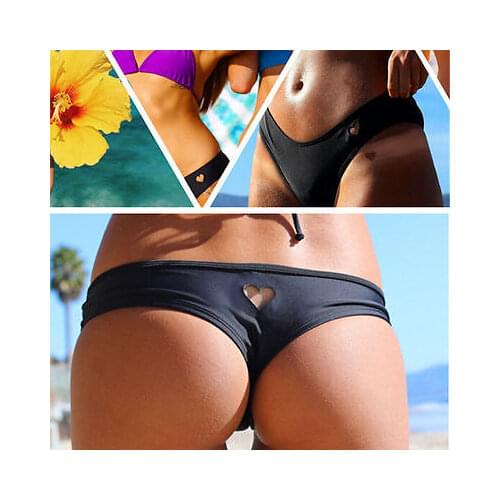 Womens Girls Sexy Bikini Bottom heart pattern Swimwear Brazilian Thong Heart Cut Out Bottoms
