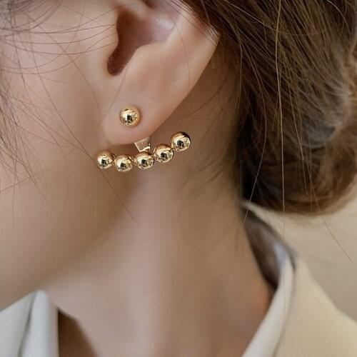 VENTFILLE 925 Sterling Silver Round Beads Earrings For Women Retro French Elegant Temperament Ear Studs Party Jewelry 2021 New