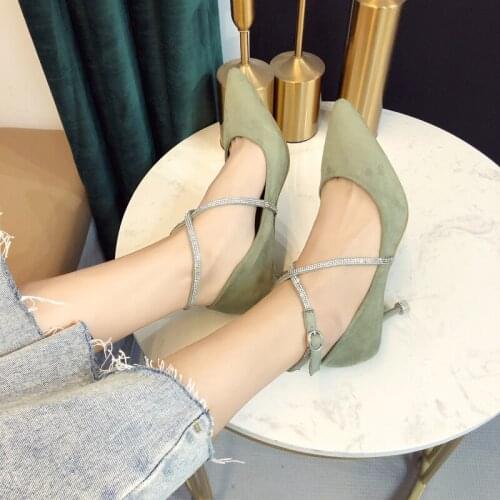 2020 High-heeled Womens Shoes New Single Shoes High Quality Cat-heeled Tip Fine-heeled Simple Solid Color Shoes Female W37-32