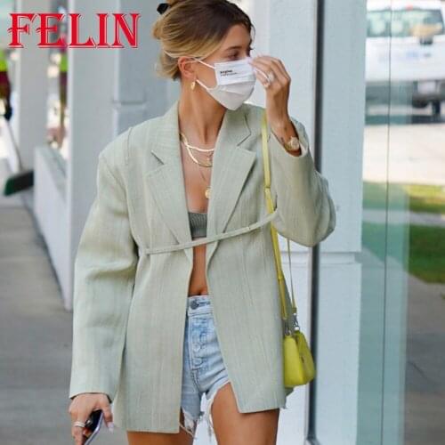 Za 2021 Chic Green Streetwear Oversized Long Women Blazer Long Sleeve V Neck Fashion Autumn Jackets Women Elegant Mujer Outwear