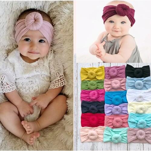 1PCS 20 Colors Bebe Round Knot headbands Elastic Wide Donut hairwraps Fabric cotton Girls Nylon Turban bows Hair Accessories