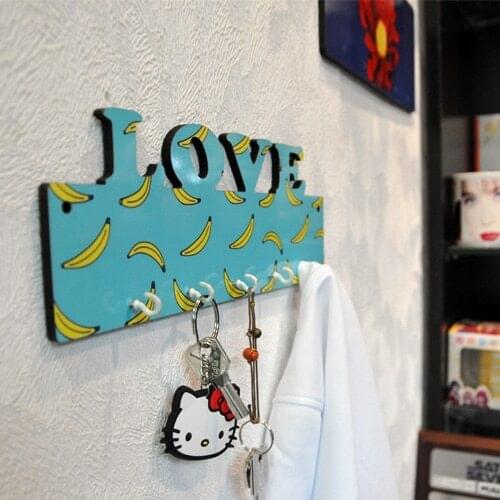 10pcs/lot DIY Sublimation Blank Key Hanger White Hook Clothes Wooden love Key Holder hardboard Hat Hanger Wall Home Decoration
