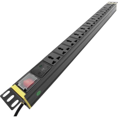 11 AC PDU Power Strip Aluminum alloy Cabinet Double Break Switch AC OUTLET Universal Socket