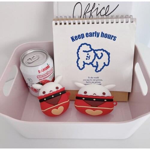 3D Cartoon Rabbit Earphone Cases For Apple Airpods 1 2 Pro Wireless Charging Box heart Pattern Protective Cover Funda with hook