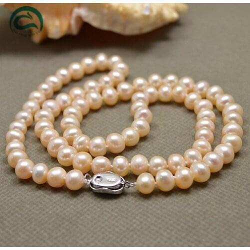 45cm Natural Pink Color Freshwater Pearl Necklace,925 Silver Clasp,Perfect Women Gift Jewellery,New Free Shipping