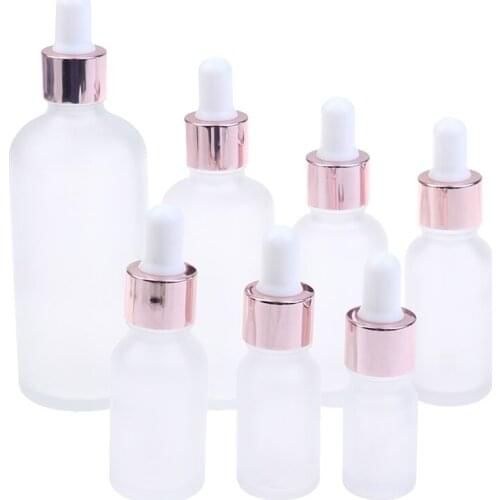 5/10/15/20/30/50ML Frosted Dropper Glass Rose Gold Cover Aromatherapy Liquid For Essential Massage Oil Pipette Refillable Bottle