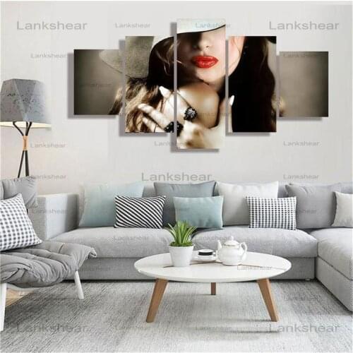 2021 New 5 Pcs Sexy Lips with Red Lipstick Beautiful Legs Posters Wall Art Decoration Canvas Art Wall for Living Room Bedroom
