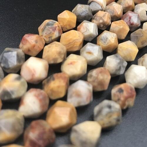 6-10mm Natural Round Faceted Yellow Crazy Lace Agates Beads For Jewelry Making Beads Bracelets 15'' Needlework DIY Beads Trinket