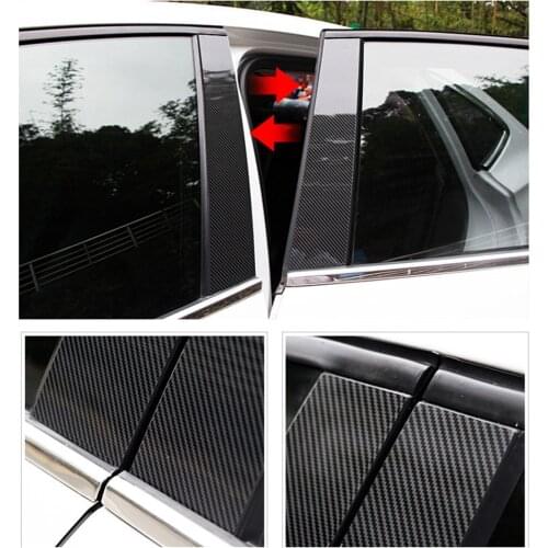 6PCS SET Carbon Fiber Pillar Posts For Honda Civic 2006-11 Door Trim Cover Kit