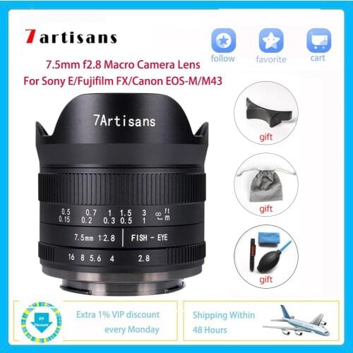 7artisans 7.5mm f2.8 HD Fisheye Micro SLR Camera Lens Half Frame Wide Angel For Sony Fuji Nikon Olympus Professional Photography