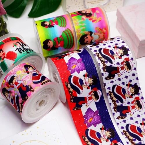 Free shipping 50 yard per size Mexico Ribbon printed grosgrain ribbon 23555