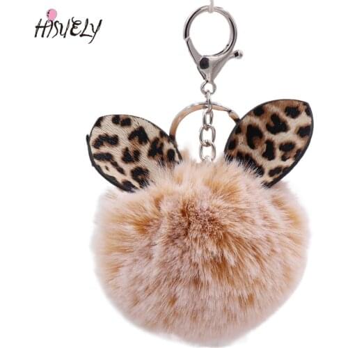 Cute Fur Pom Pom Keychain Fake Rabbit Hair Ball Keychain Porte Clef Pompom De Fourrure Fluffy Bag Charms Bunny Keychain Keyring