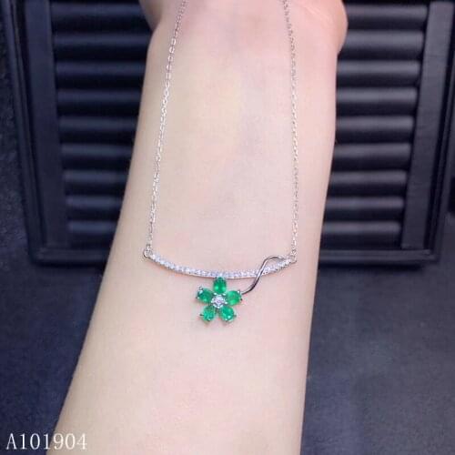 KJJEAXCMY boutique jewelry 925 sterling silver inlaid natural emerald gemstones for men and women luxury necklace support testin