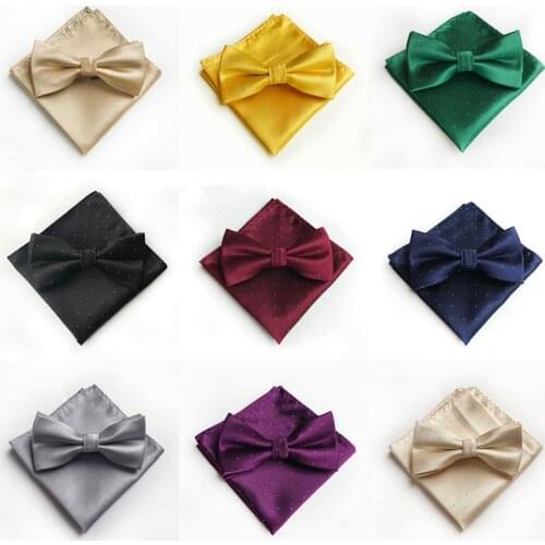 Gold Blue Solid Bow Ties for Men Polka Dot Bow Tie Red Pocket Squares Sets Mens Paisley Floral Bowties Wedding Accessories A095