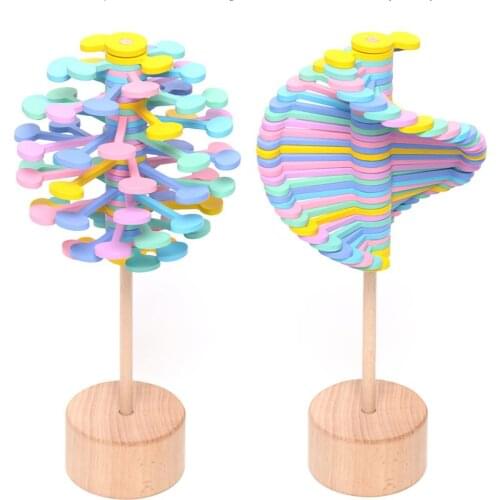 Wooden Rotating Lollipop Stress Relief Toys Creative Decompression Decoration Toys Wooden Rotating Lollipop Stress Relief Toys