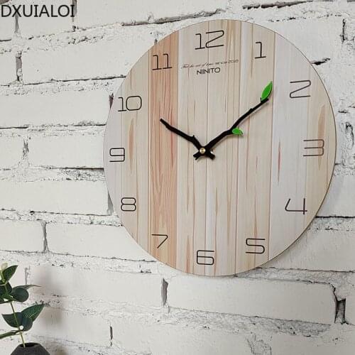 Home Decoration wall clocks 12 inch Nordic living room wall clock modern minimalist wood grain creative clock silent clock