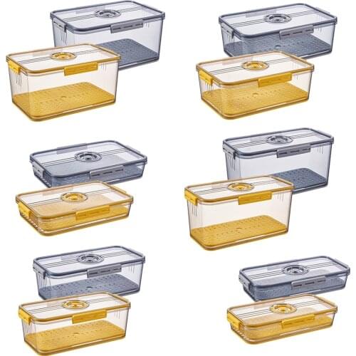 Freezer Food Storage Container Stackable Food Saver Box with Airtight Lid and Drain Tray Plastic Sealed Transparent Box