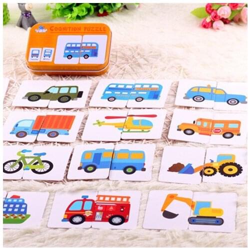 Graph Match Game Kids Early Educational Montessori Toys Puzzle Card Cartoon Vehicle Learning Pocket Flash Card