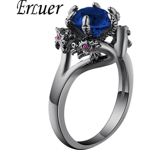 Dragon Rings Women Men Europe America Punk Jewelry Vintage Black Gold Color Stone Zircon Fashion Finger Dragons Ring Drop Ship