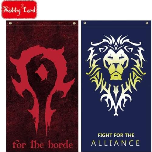 Cosplay flag movie version alliance lion & horde flag big plus size 64*118cm orcs will never be slaves, for the horde