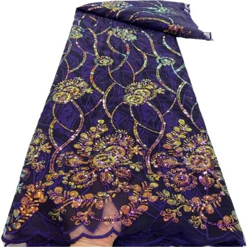 Beautiful African Tulle Mesh Lace Fabric Nigerian 5 Yards Lace With Sequins French Net Lace Fabric For Party Dress rf-275