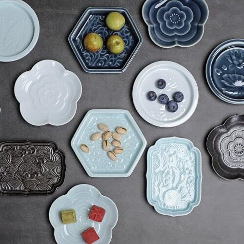 Nordic Creative Compartment Tray Household Ceramic Platter Snack Dish Nut Plate Sauce Plate Fruit Snack Plate Fruit Plate