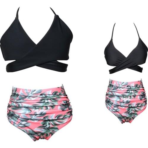 Mother and Daughter Beach Swimwears Mommy Kids Bikini Family Matching Outfits Mom Bathing Swimsuits For Children Girls Lady Mum