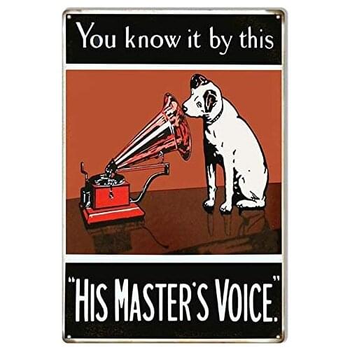 You Know It by This His Masters Voice Wall Decor Travel Metal Tin Sign 8x12 Inch