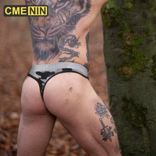 CMENIN Popular Camouflage Underpants Gay Men Sexy Mans Underwear Thong Men Jockstrap Quick Dry Mens Thong And G strings CM104