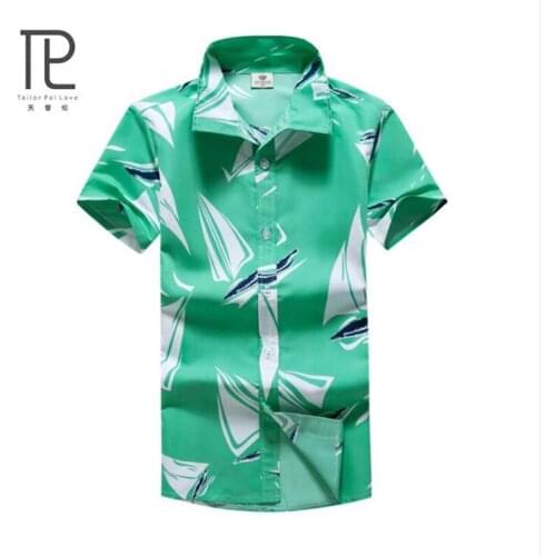 Tailor Pal Love Summer Men Shirts High Quality Polyester Casual Printed Plus Size Beach Shirts soft and comfortable