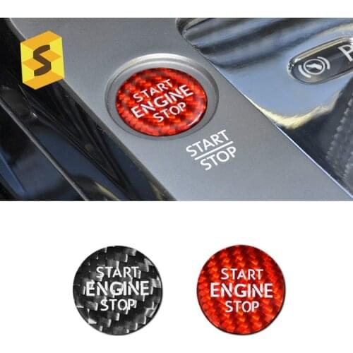 For Volkswagen Touar Phaeton Real Genuine Carbon Fiber Car Engine Start Stop Switch Button Trim Cover Stickers Decals Stying