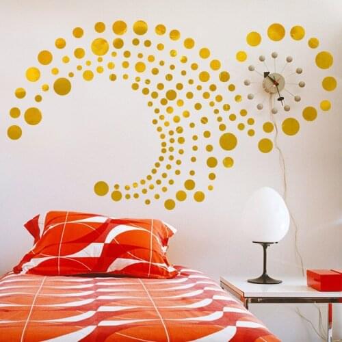 Golden Color Diy Dots Pattern Wall Sticker For Home Decoration Creative Mural Art Kids Room Bedroom Wall Decals Pvc Poster