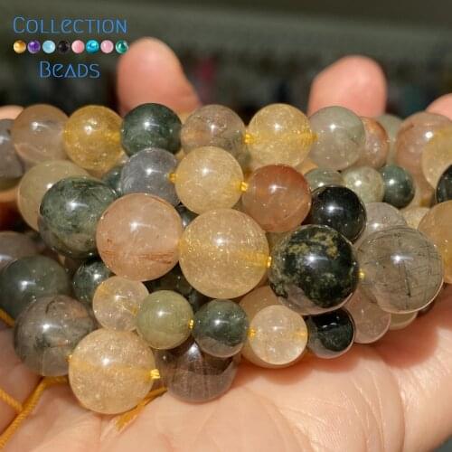 Natural Mix Quartzs Rutilated Spacer Loose Round Bead For Jewelry Making 6-10 MM DIY Bracelets Accessories Wholesale 15"