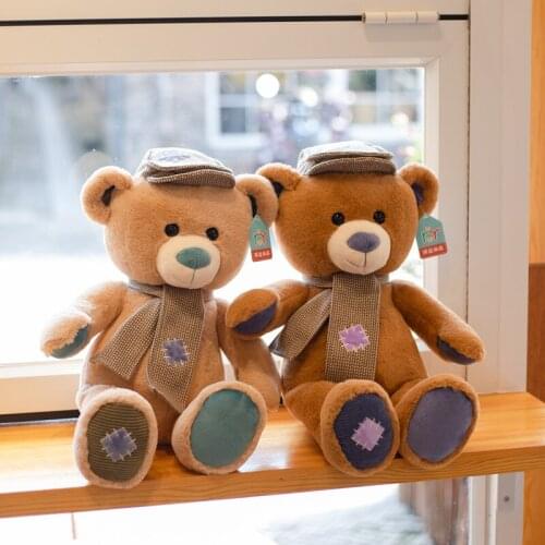 35/45/55cm Cute Brown Teddy Bear Plush Toys Lovely Teddy with Scarf Hat Dolls Stuffed Soft Toys for Kids Girls Birthday Gift
