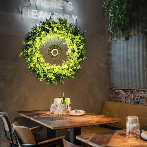 Attract Top Light Northern Europe Green Plant Bar Restaurant Café Internet Cafes Hot Pot Shop Green Plant Walnut In Wall Lamp
