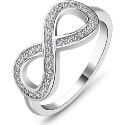 Simple and Endless 8 Character Inlaid Zircon Ring Personality Charm Gift Woman Fashion Party Creative Jewelry Wholesale