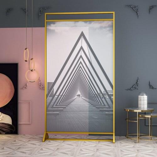 Simple modern industrial style art screen partition living room entrance corridor abstract light luxury metal mobile screen