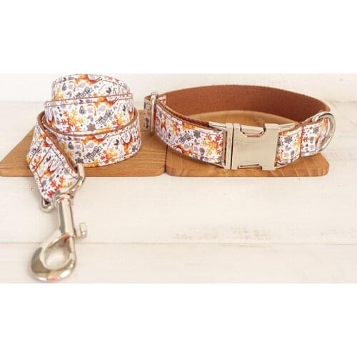 Adjustable Dog Collar Metal Id Engrave Buckle Necklace Pet Golden Christmas Elk Neck Band Strap Leash