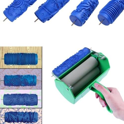 DIY Rubber Roller Embossed Paint Roller Sleeve Wall Texture Stencil Brush Home Decoration Wall Painting Tool