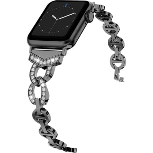 Bling Stainless Steel Strap For Apple Watch 6 Band SE 44mm 40mm iWatch Series 5 4 Rhinestone Watchband For Applewatch 3 42mm 38