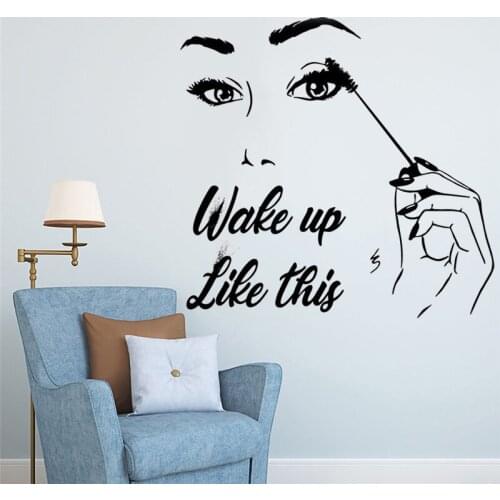 Eyelashes wall sticker decoracion hogar moderno eyelash Lashes Decal Make Up Beauty Salon Decal Vinyl Customized Decals HY22