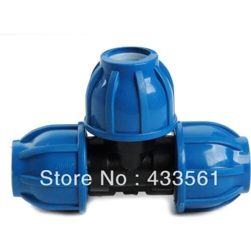 PP Compression Tee components quick connector fittings Round Cap Size DN20-DN110 for Irrigating water Pipeline Connecting